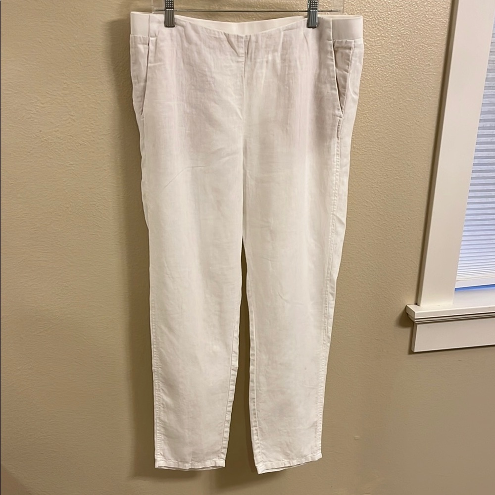 J. Jill White Linen Pants, Relaxed Fit